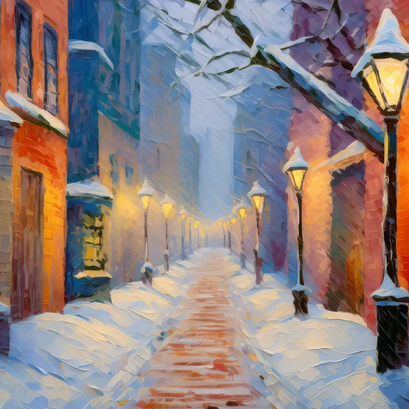 Painting: Winter Alley in Snow