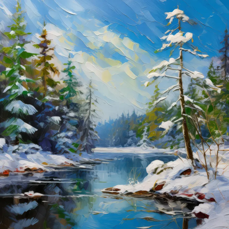 Painting: Winter Boreal Lake