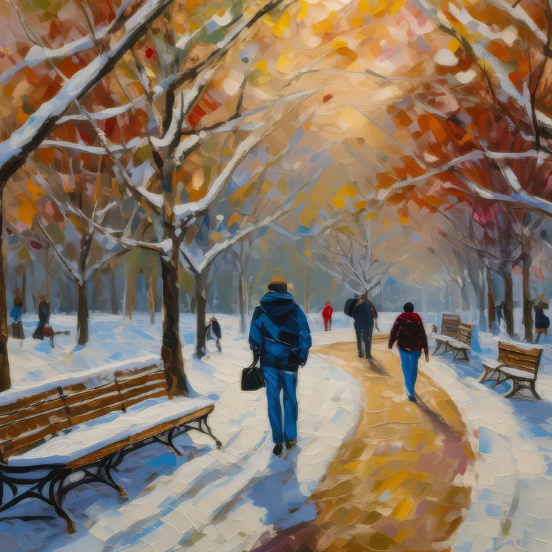 Painting: Winter City Park