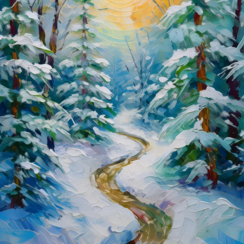 Painting: Winter Forest Pathway