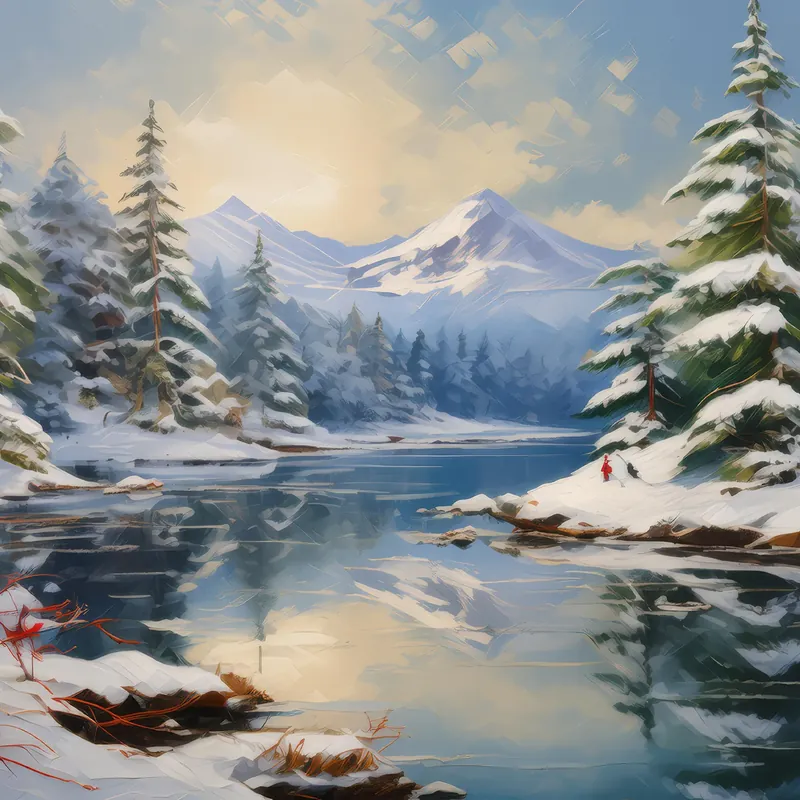 Painting: Winter Lake Wonderland