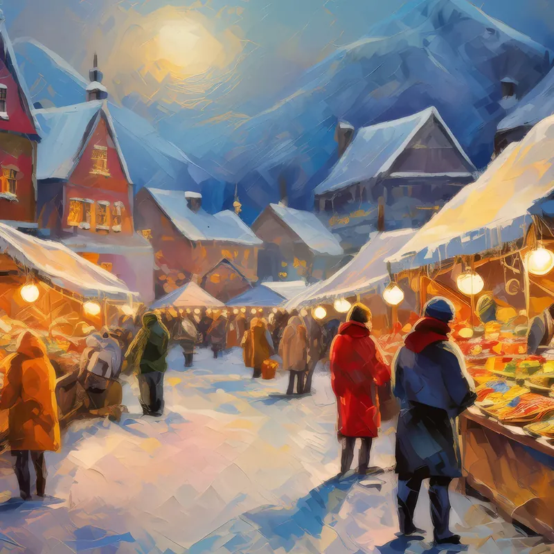 Painting: Winter Market in Scandinavia