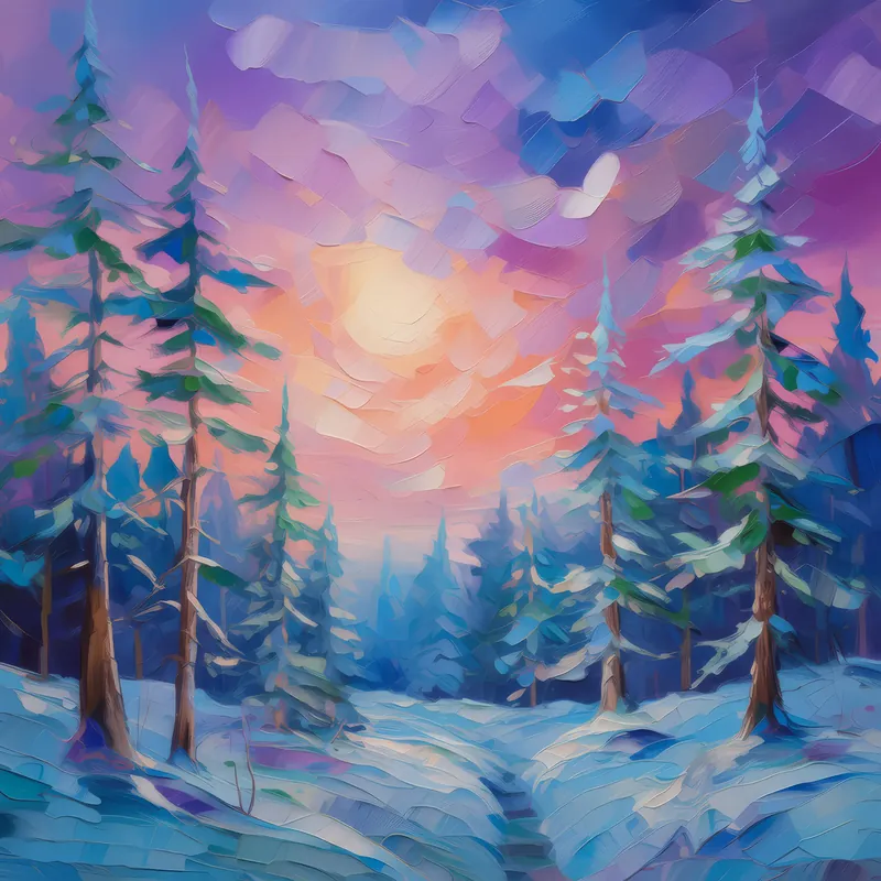 Painting: Winter Twilight in Boreal Forest