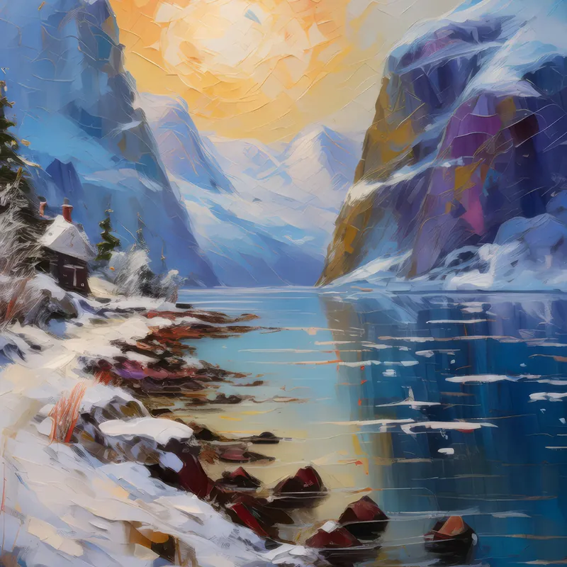 Painting: Winter’s Hush on the Fjord