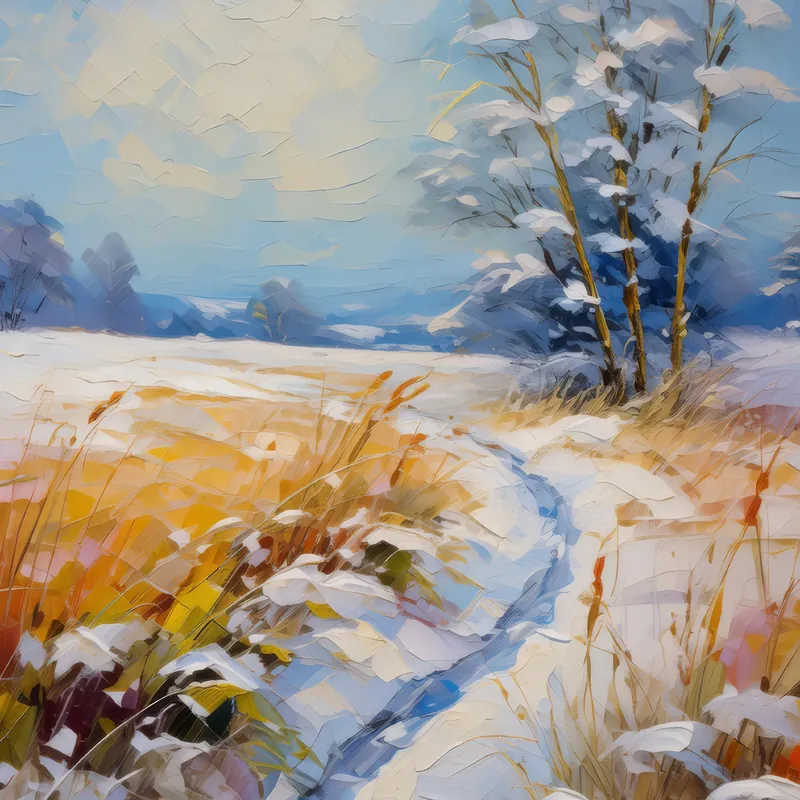 Painting: Winter’s Touch on Grassland
